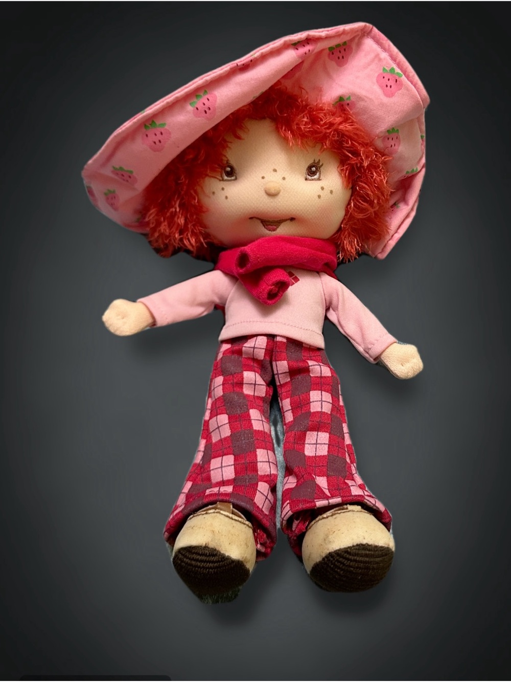 Pink Strawberry Hat Rag Doll Plush - Cozy Pink & Red Play Doll